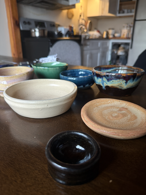 Photo of all the ceramics I made in my kitchen.